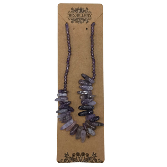 Lange Stein-Edelstein-Halskette - Amethyst