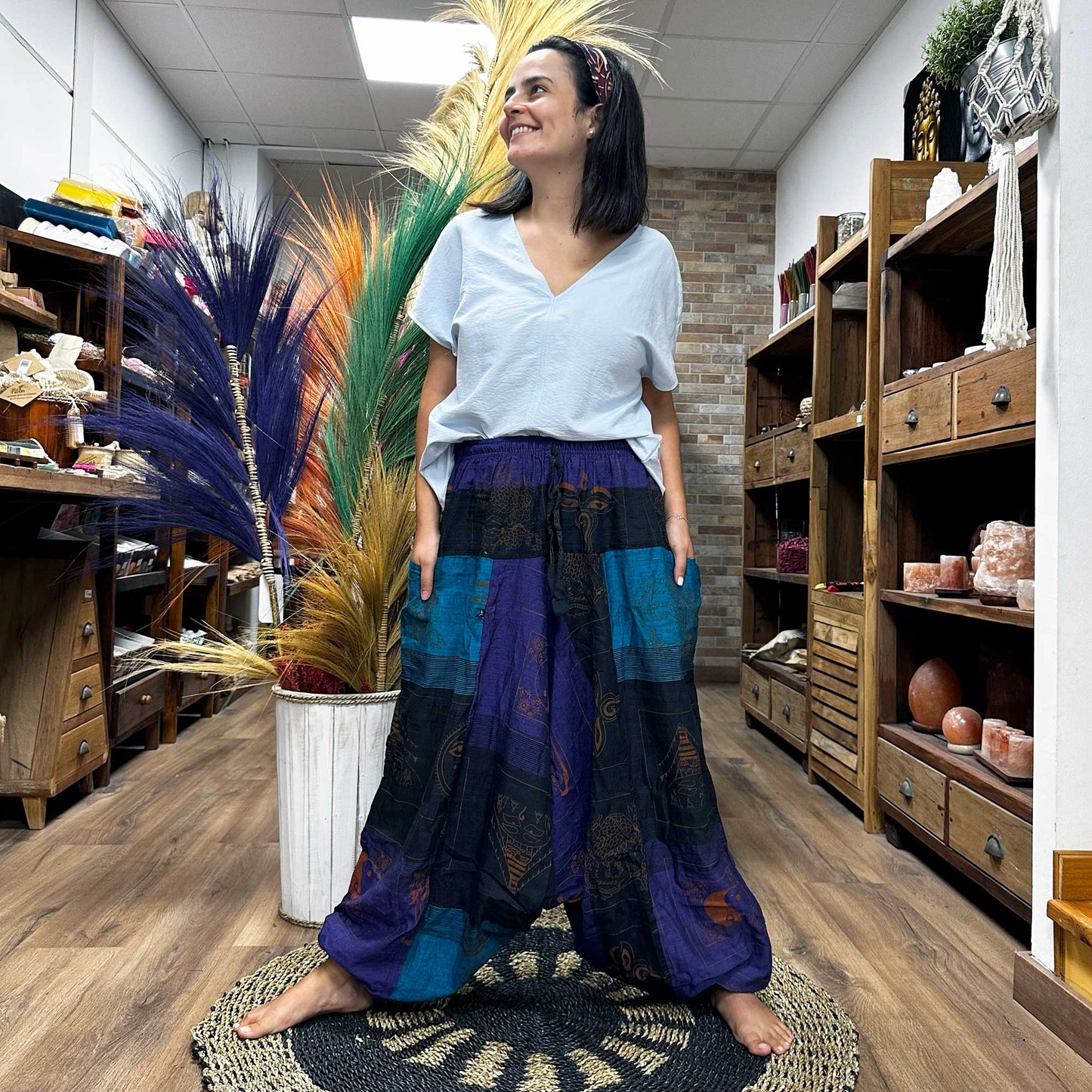 Yoga- und Festivalhose - Aladdin Himalayan Print in Lila