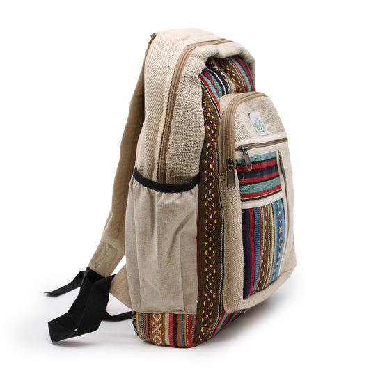 Großer Hanf-Rucksack – gerader Reißverschluss