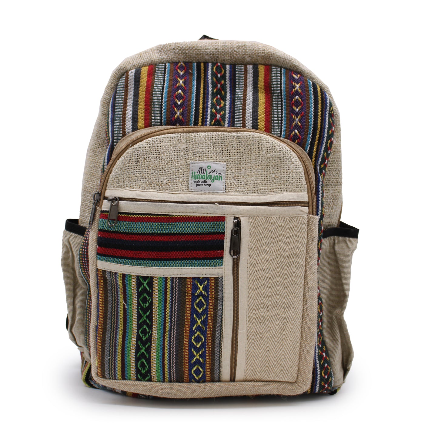 Großer Hanf-Rucksack – gerader Reißverschluss