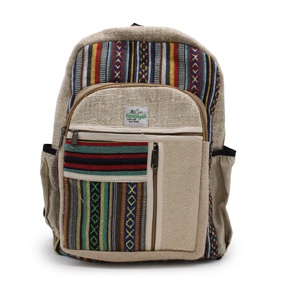 Großer Hanf-Rucksack – gerader Reißverschluss