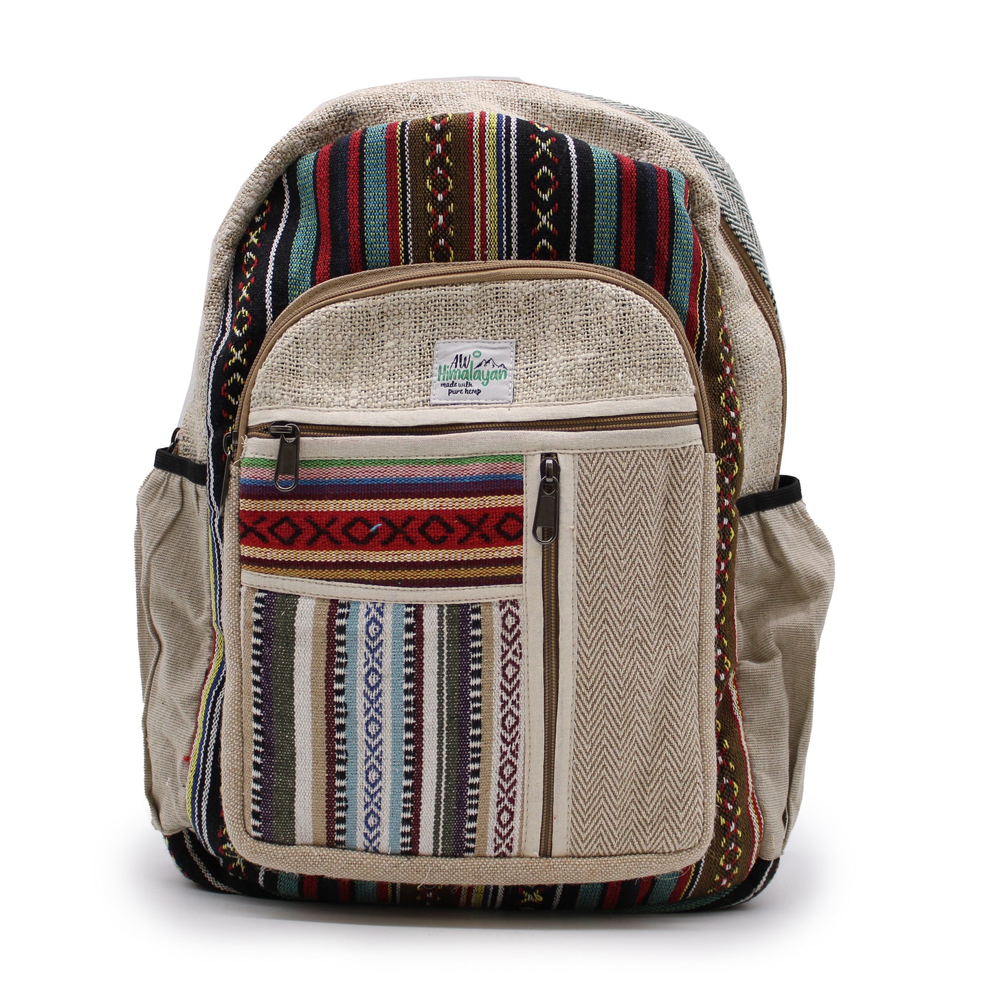 Großer Hanf-Rucksack – gerader Reißverschluss