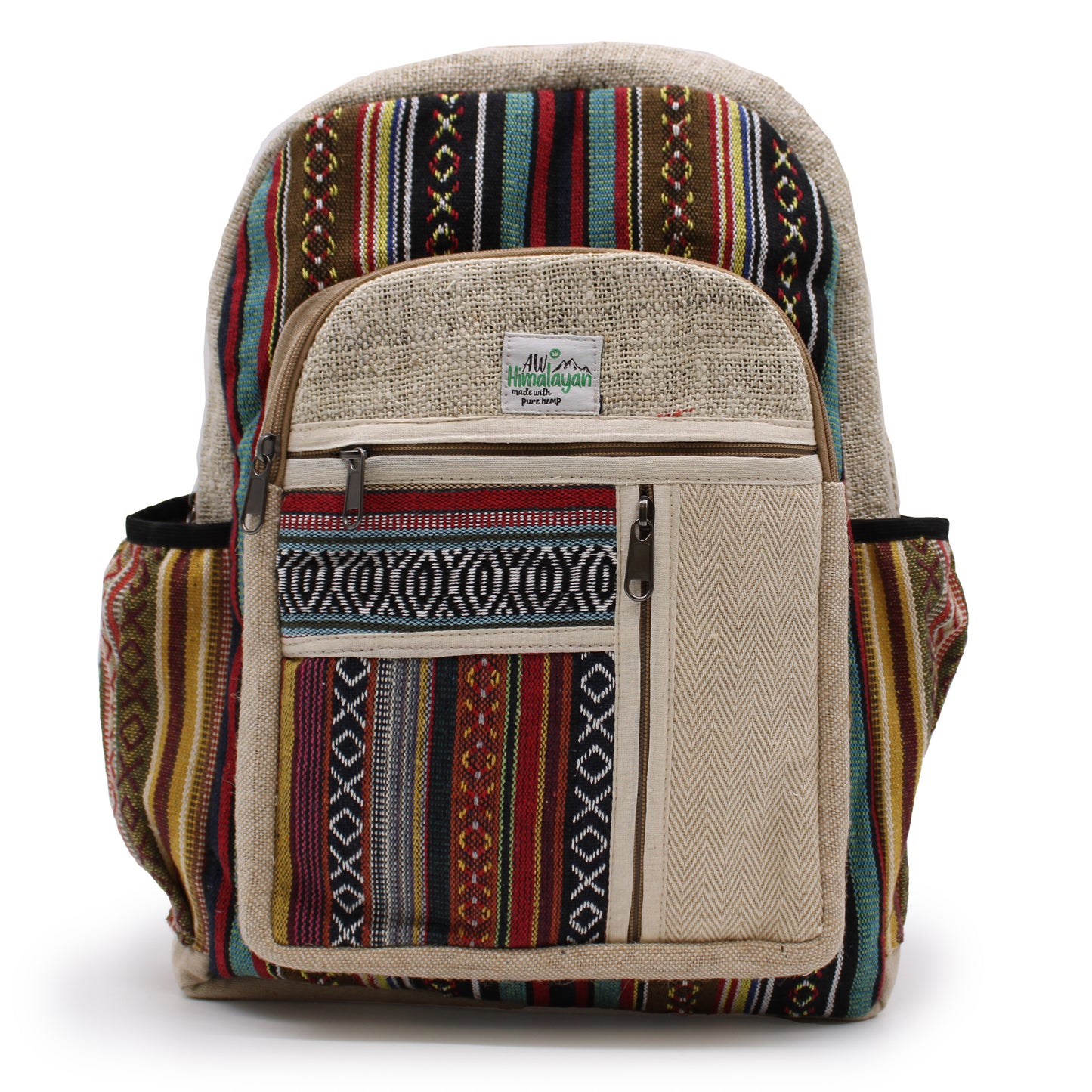 Großer Hanf-Rucksack – gerader Reißverschluss