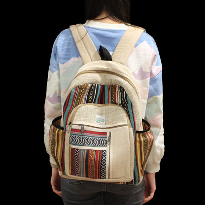 Großer Hanf-Rucksack – gerader Reißverschluss