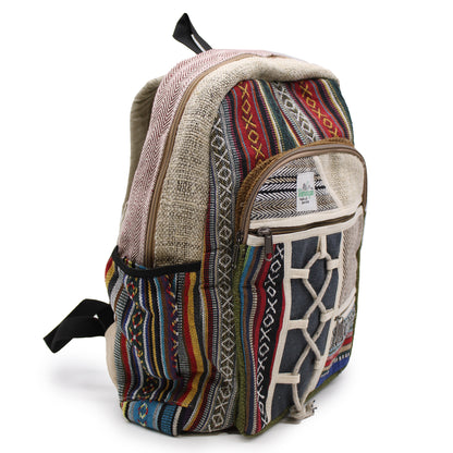 Großer Hanf-Rucksack – Seil-Stil mit Taschen