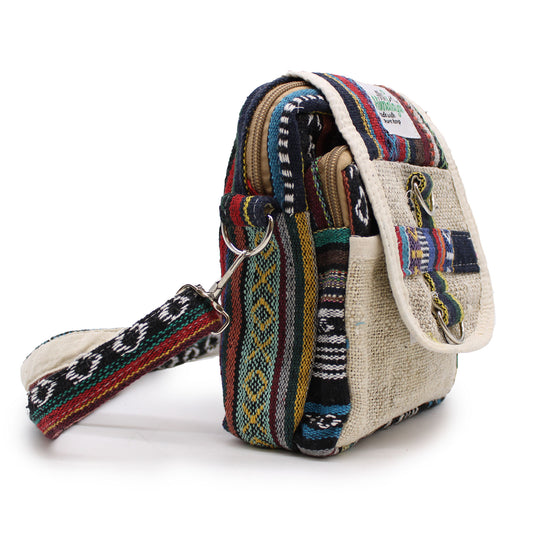 Body-Cross-Reisetasche aus natürlichem Hanf und Jhari