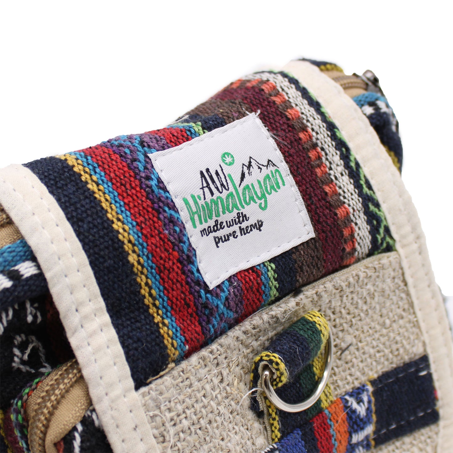 Body-Cross-Reisetasche aus natürlichem Hanf und Jhari