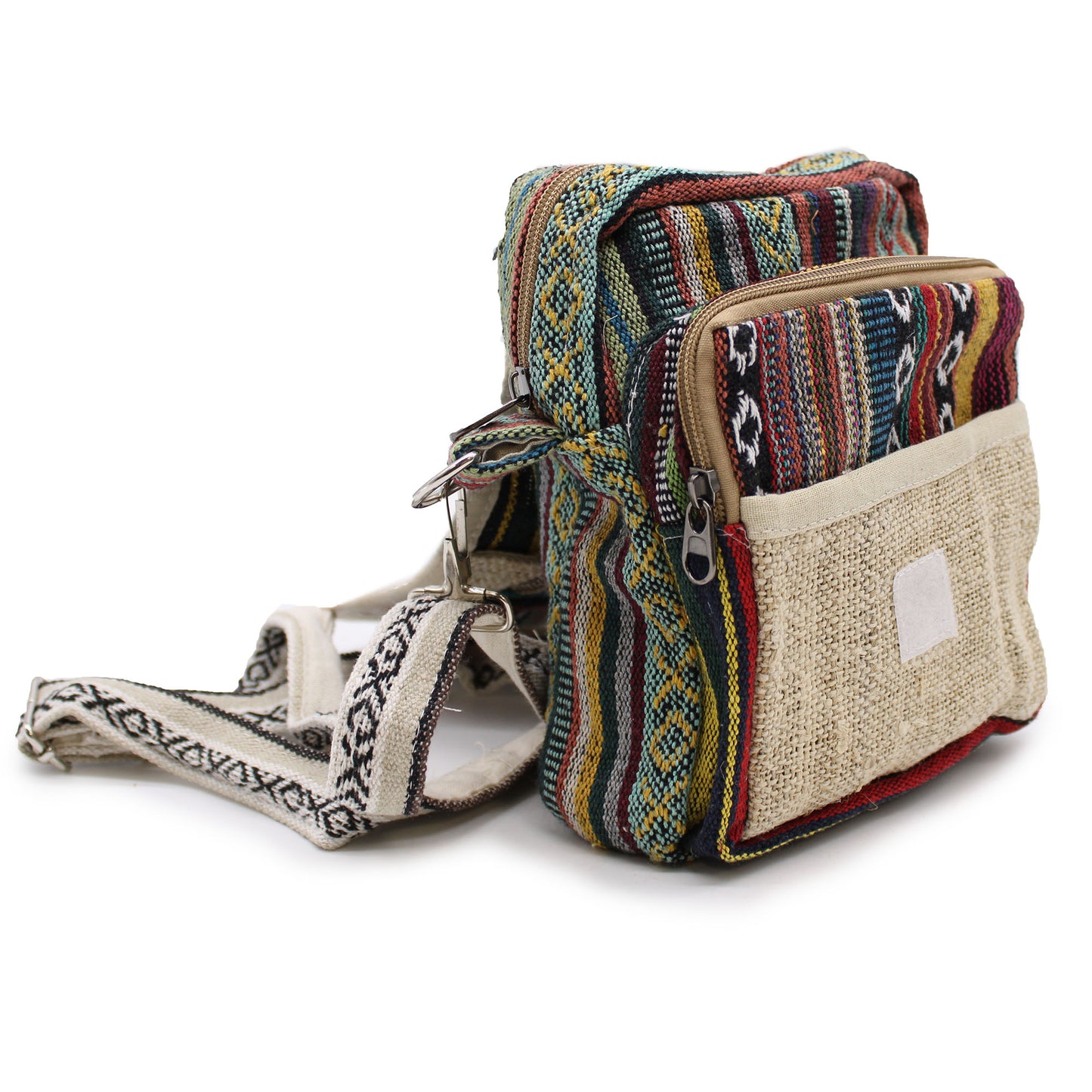 Body-Cross-Reisetasche aus natürlichem Hanf und Jhari