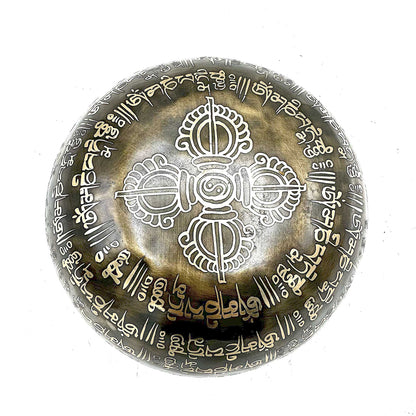 Bol chantant tibétain gravé - 16 cm - Mantra