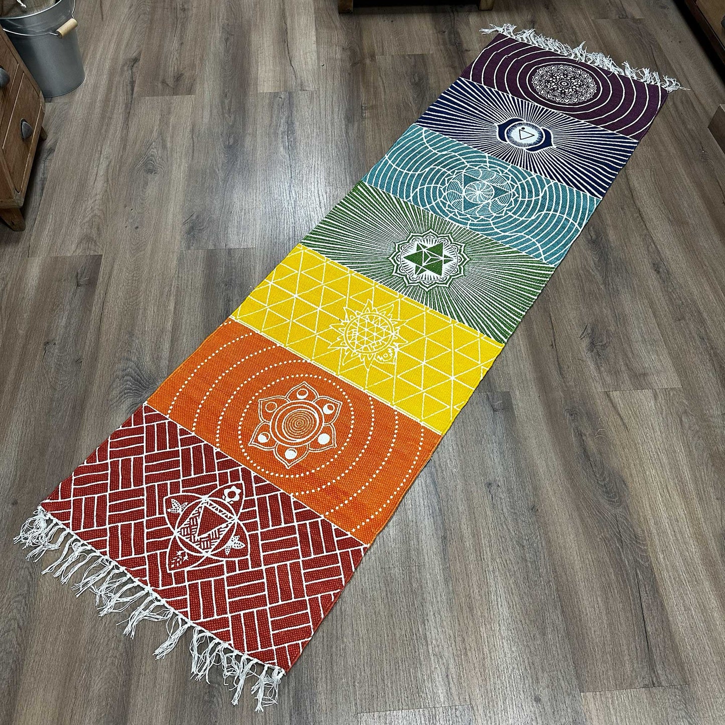 Yogamatte aus 100 % Baumwolle – 60 x 200 cm – 7 Chakren