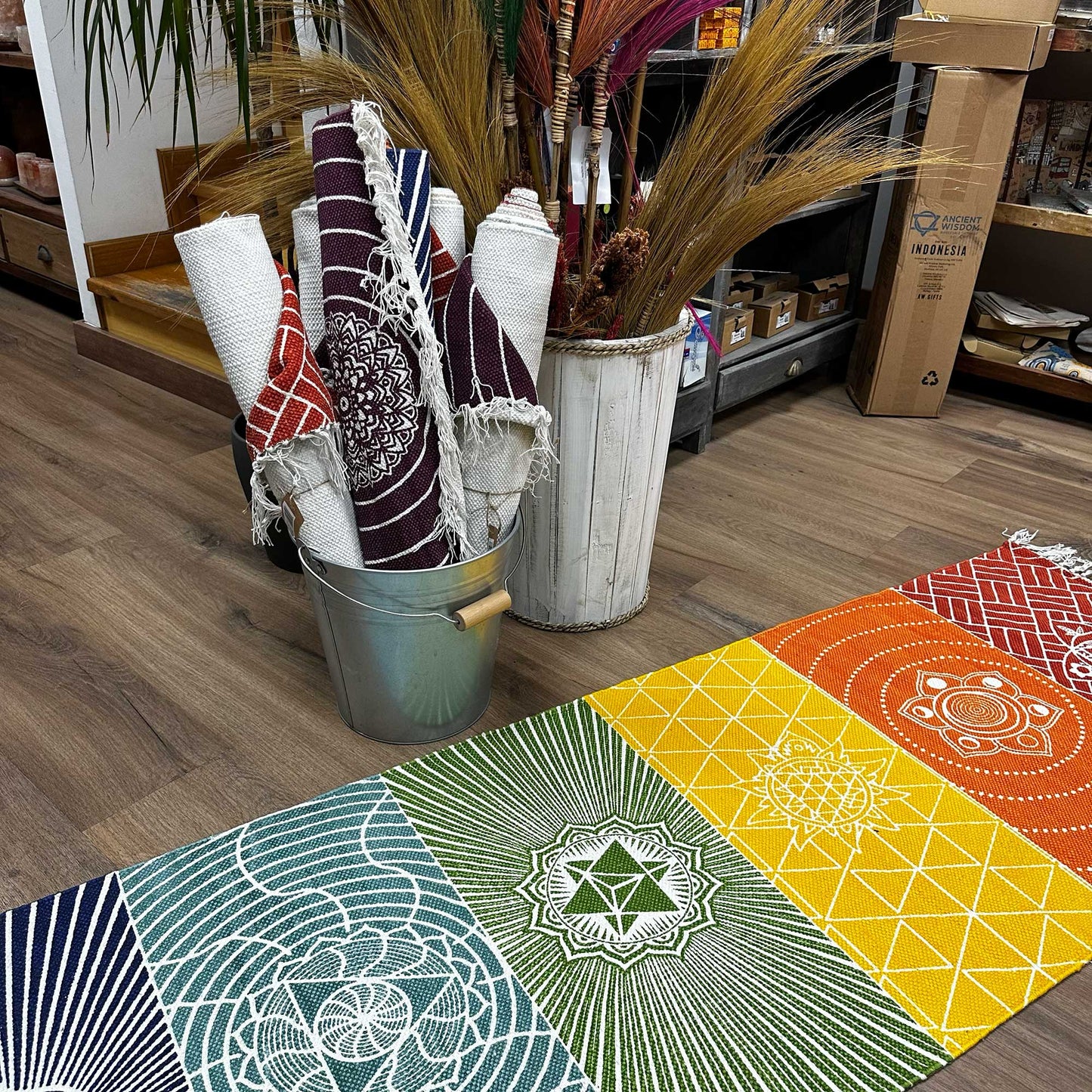 Yogamatte aus 100 % Baumwolle – 60 x 200 cm – 7 Chakren