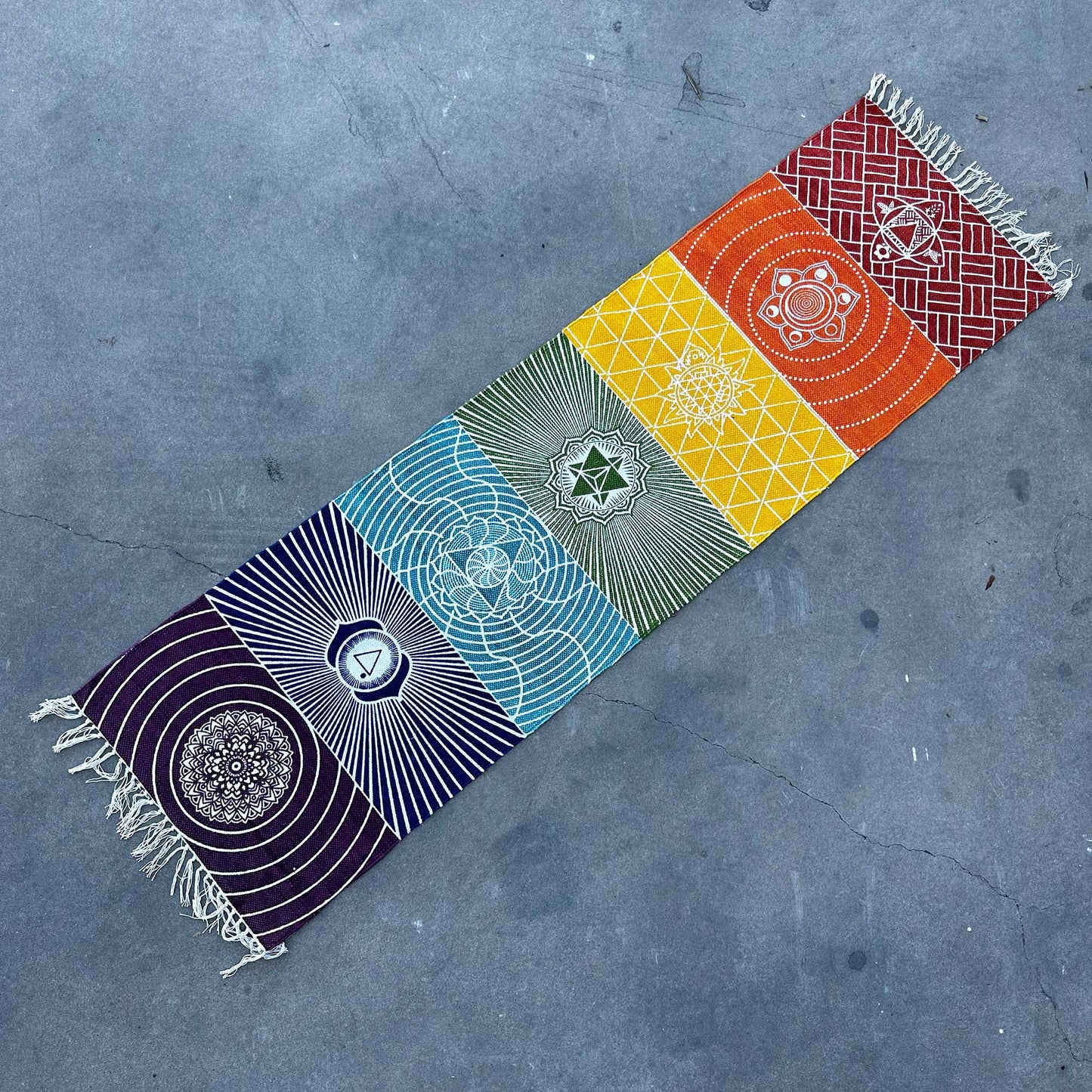Yogamatte aus 100 % Baumwolle – 60 x 200 cm – 7 Chakren