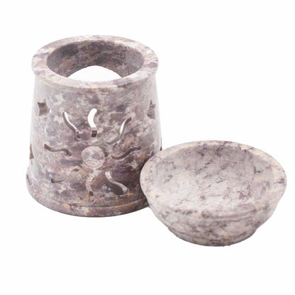 Kleiner Speckstein-Ölbrenner 8 cm - Sonne und Sterne