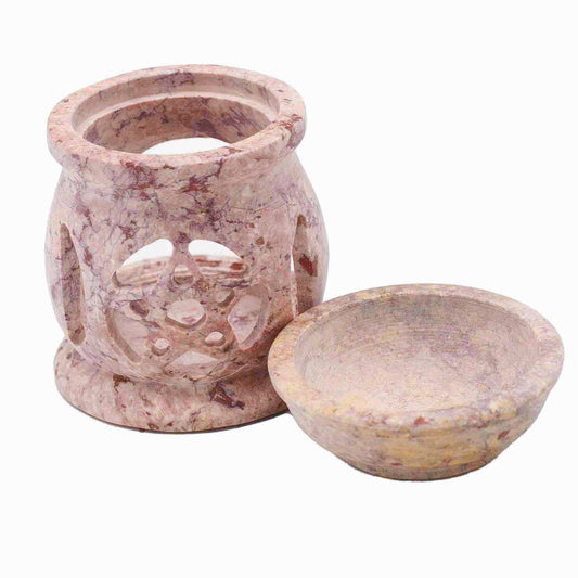 Kleiner Ölbrenner aus Speckstein 8 cm - Drei-Mond-Fünfeck