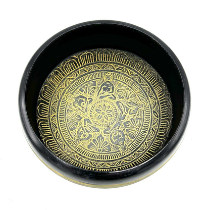 Tibetische Klangschale Earth Powder – Mantra Fünf Buddha – 16 cm