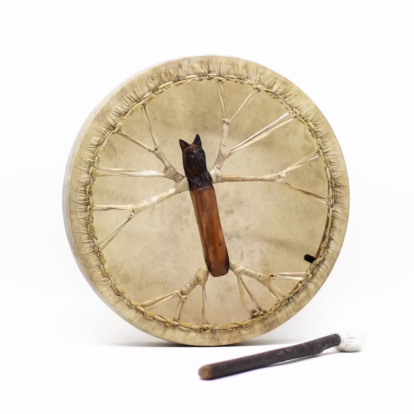 Wolf Spirit – Sharman-Trommel und Schlägel – verstellbar – 40 cm