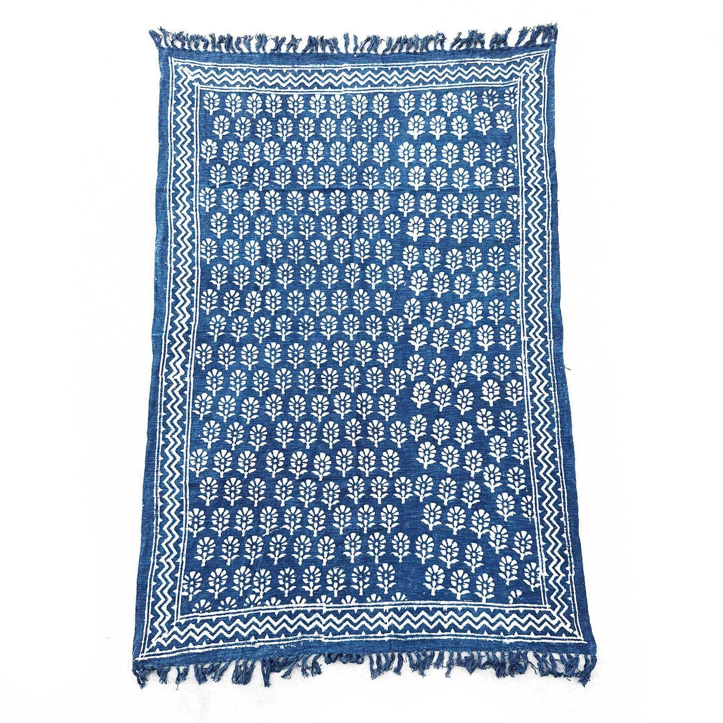 Couverture indigo faite main - 170x120cm - Chhota Flower