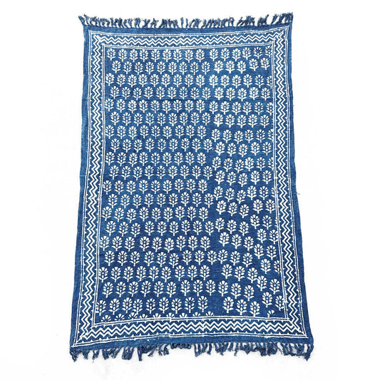 Handgemachte Indigodecke - 170x120cm - Chhota Flower