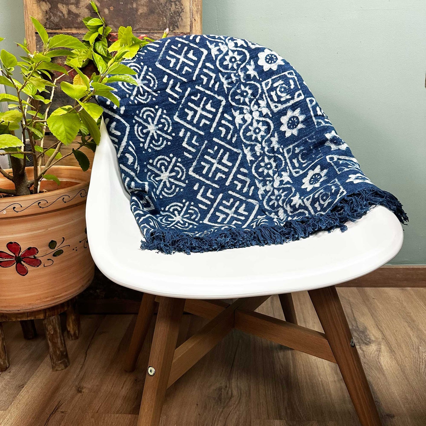 Handgemachte Indigodecke - 170x120cm - Midnight Heerak