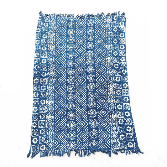 Handgemachte Indigodecke – 170 x 120 cm – Desi-Streifen
