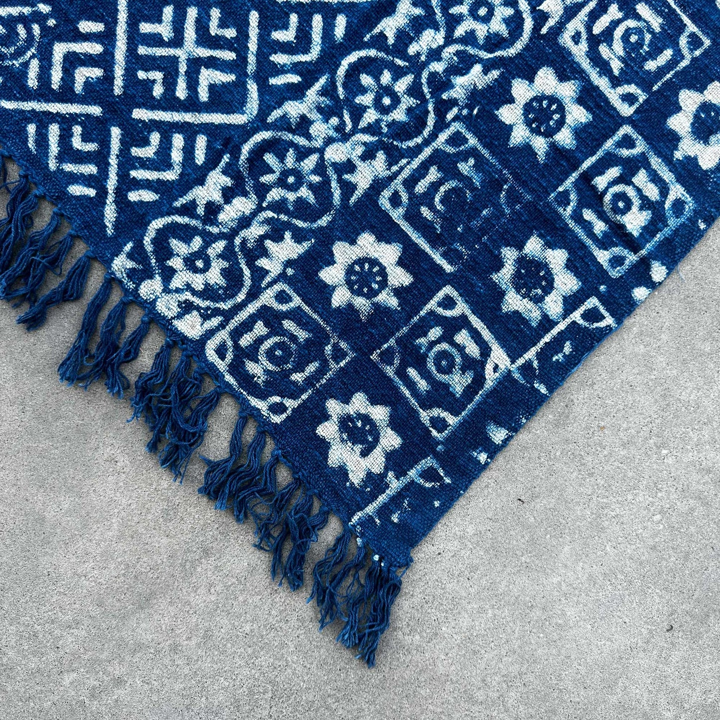 Couverture indigo faite main - 170 x 120 cm - Rayures Desi
