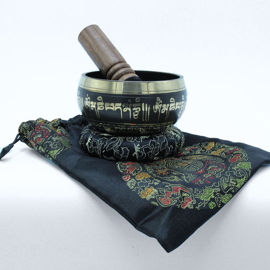 Tibetisches Klangschalen-Set mit Lotusblüte