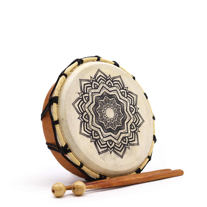Tambour chamanique Mandala avec maillet - 20 cm