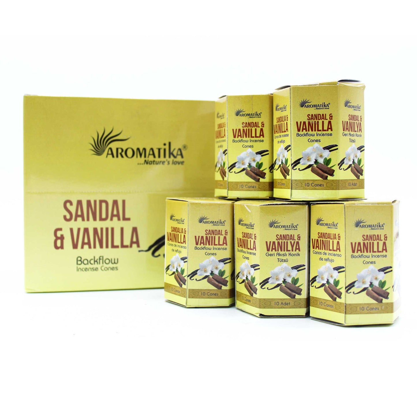 10er-Pack Masala Backflow-Räucherstäbchen – Sandelholz und Vanille