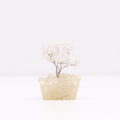 Mini árbol de piedras preciosas sobre base de orgonita - Cuarzo de roca (15 piedras)