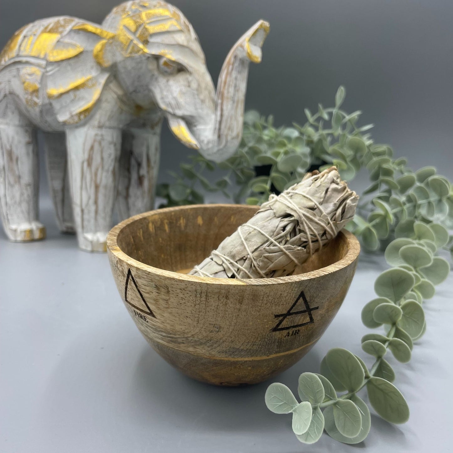 Bol en bois pour offrandes et rituels - Les quatre éléments - 11x7cm