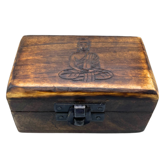 Pillendose aus Holz 9x5x4cm - Geschnitzte Designs - Sortiert
