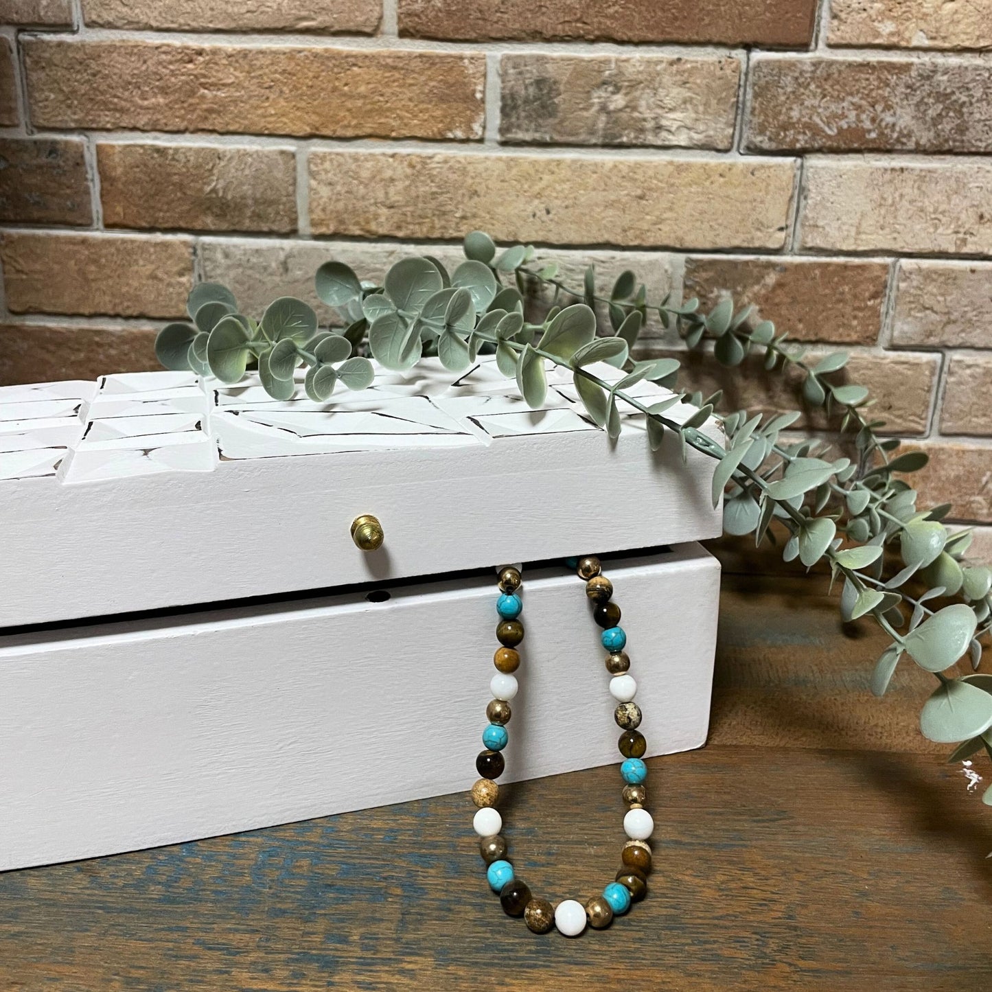 Vintage Deco - Mehrzweckbox - 22x12x10cm - Weiße Diamanten