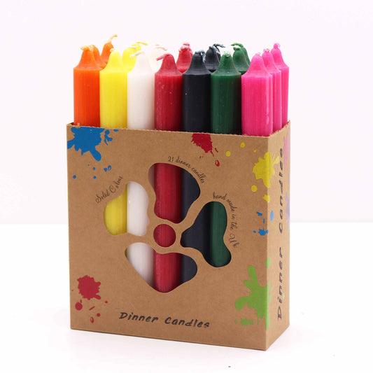 Einfarbiges Tischkerzenset - 21er-Pack - Mix aus 7 Farben