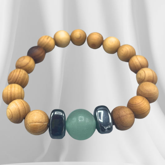 Zedernarmband - Sakralchakra - Grüner Aventurin