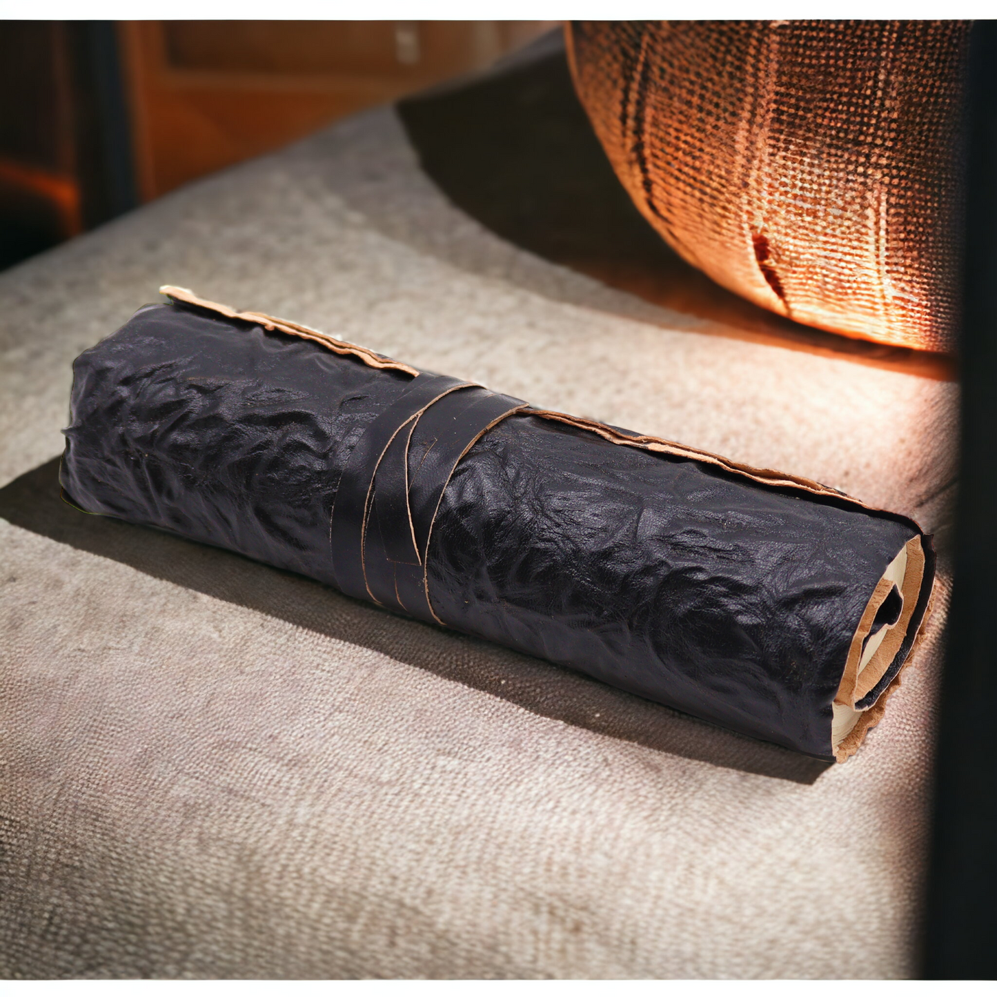 Cuaderno de viaje de cuero en rollo - Negro