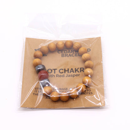 Pulsera  de Cedro - Chakra Raíz - Jaspe Rojo