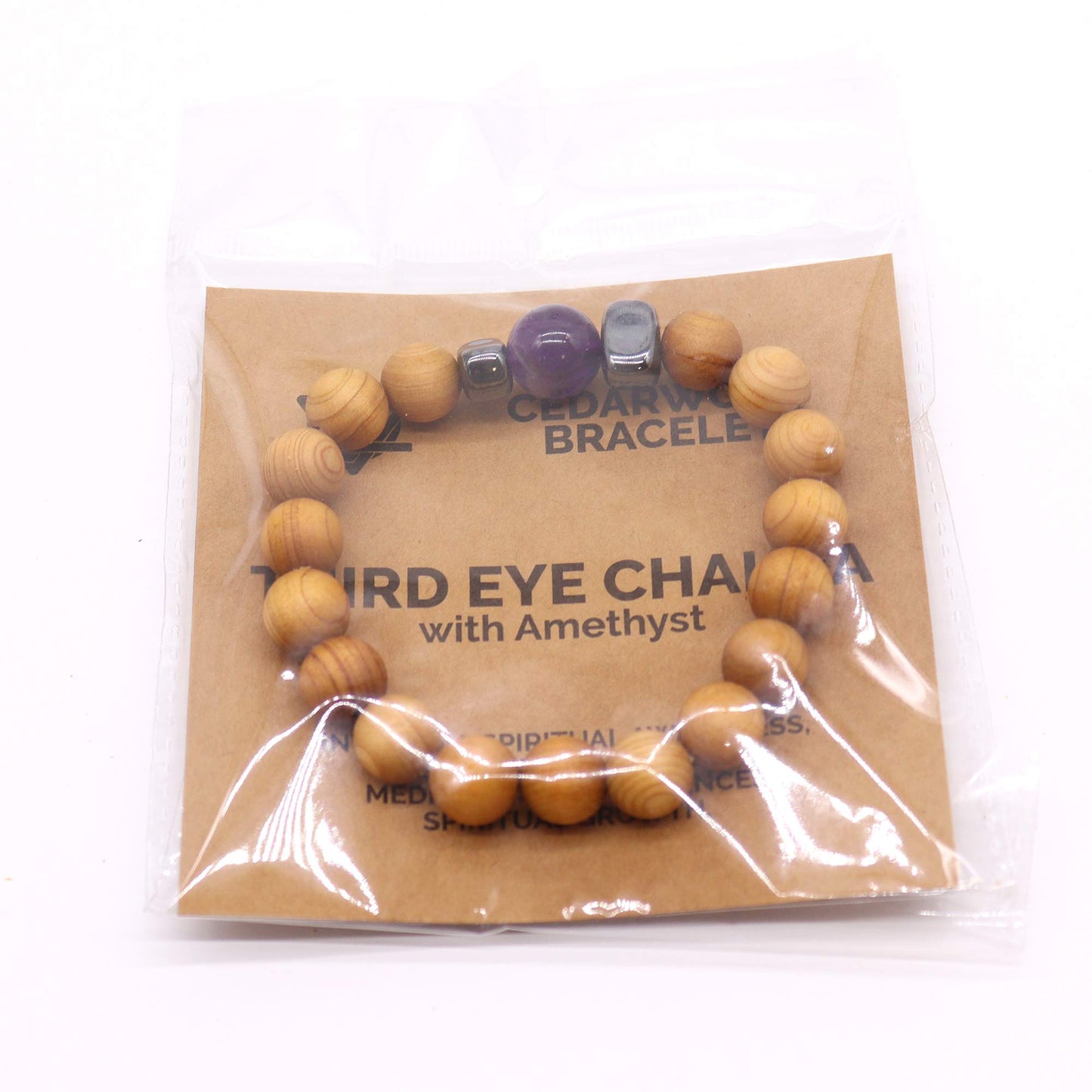 Zedernarmband - Drittes Auge Chakra - Amethyst
