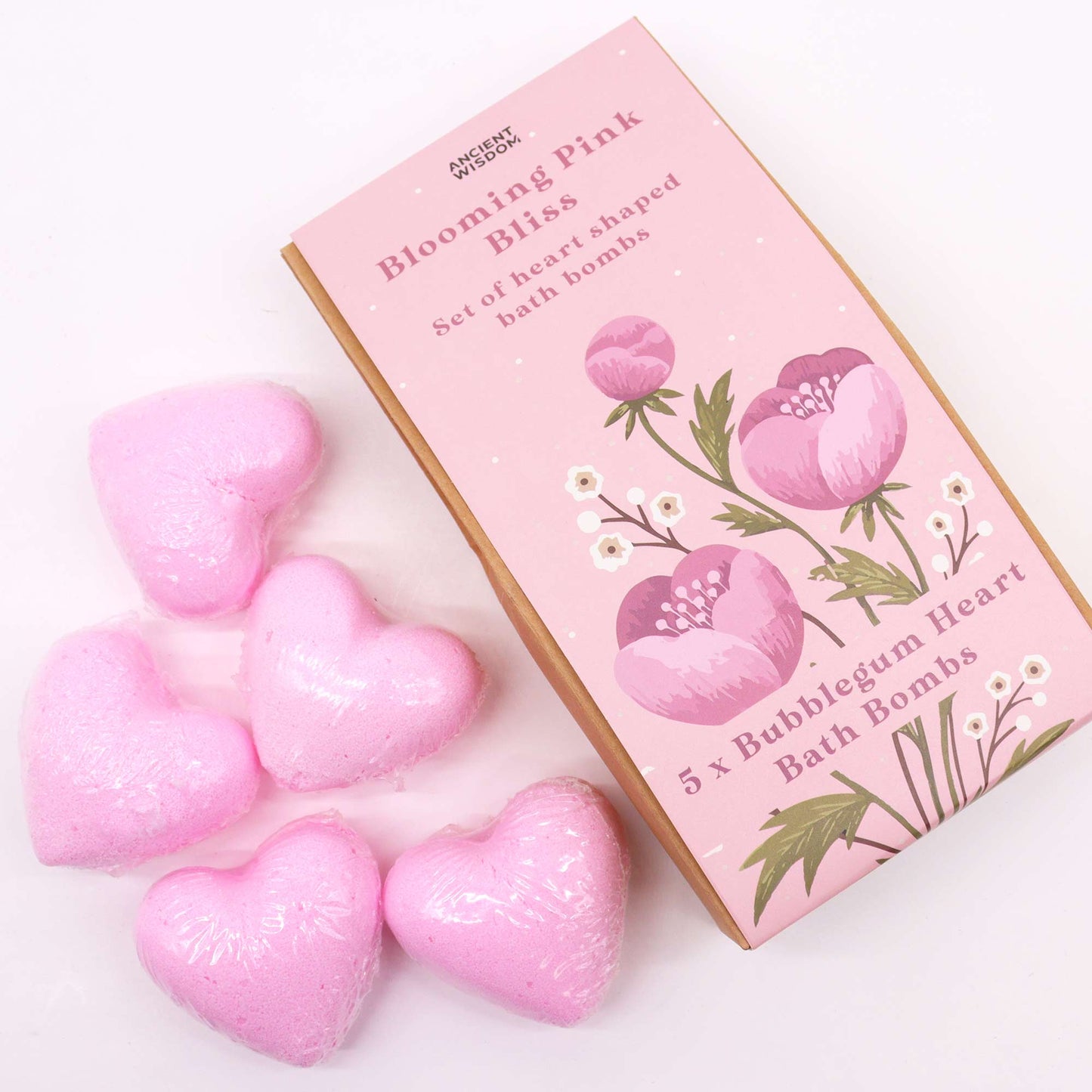 Blühendes rosa Glücksherz-Badebomben-Set