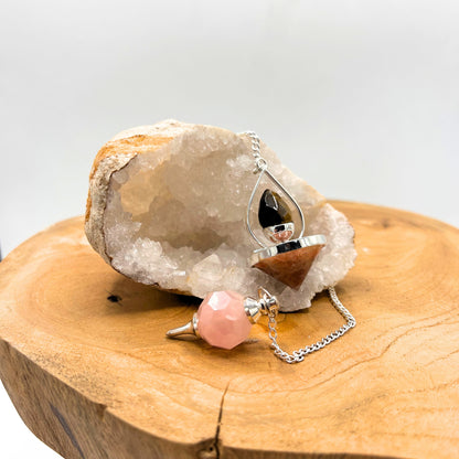 Raw Gemstone Pendulum - Rose Quartz