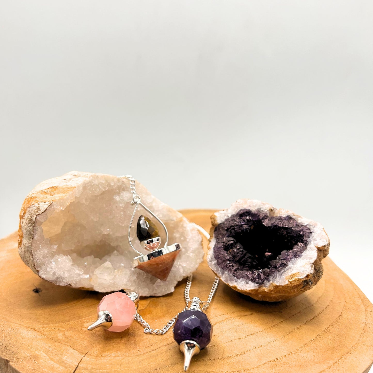 Edelstein-Laterne des Lebens-Pendel - Amethyst &amp; Bergquarz