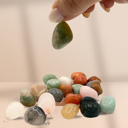 20 x 20x Colgantes Mixtos de Cristal Plateado y Piedras Talladas