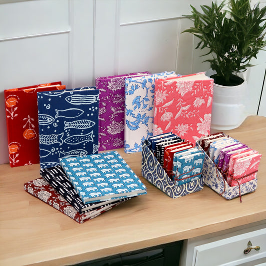 8 x Notizbücher aus Baumwolle mit Blumenmuster, 7 x 10 cm (Displaypackung)