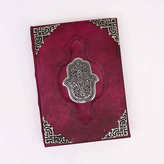 Buch aus Rotbronze – Hamsa-Dekoration aus Zink mit Einbandkanten