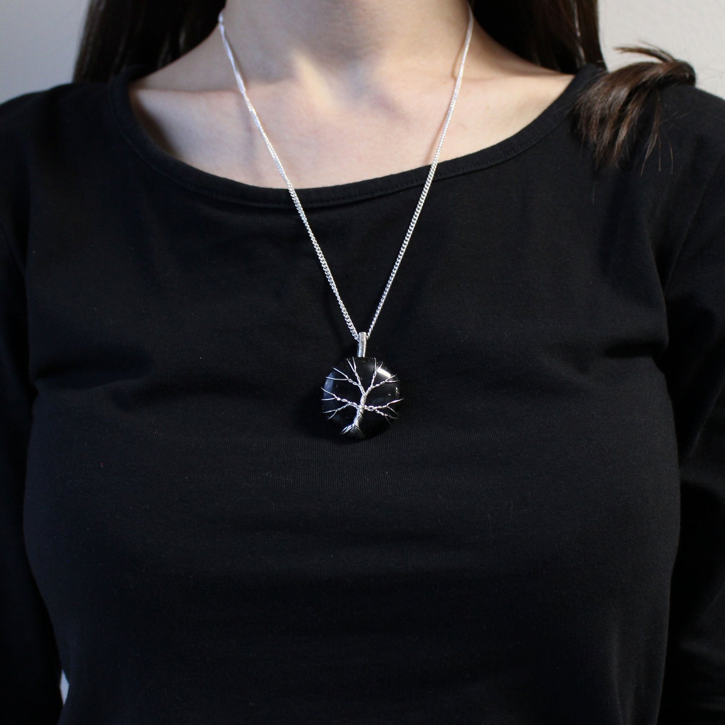 Lebensbaum-Halskette - Schwarzer Onyx