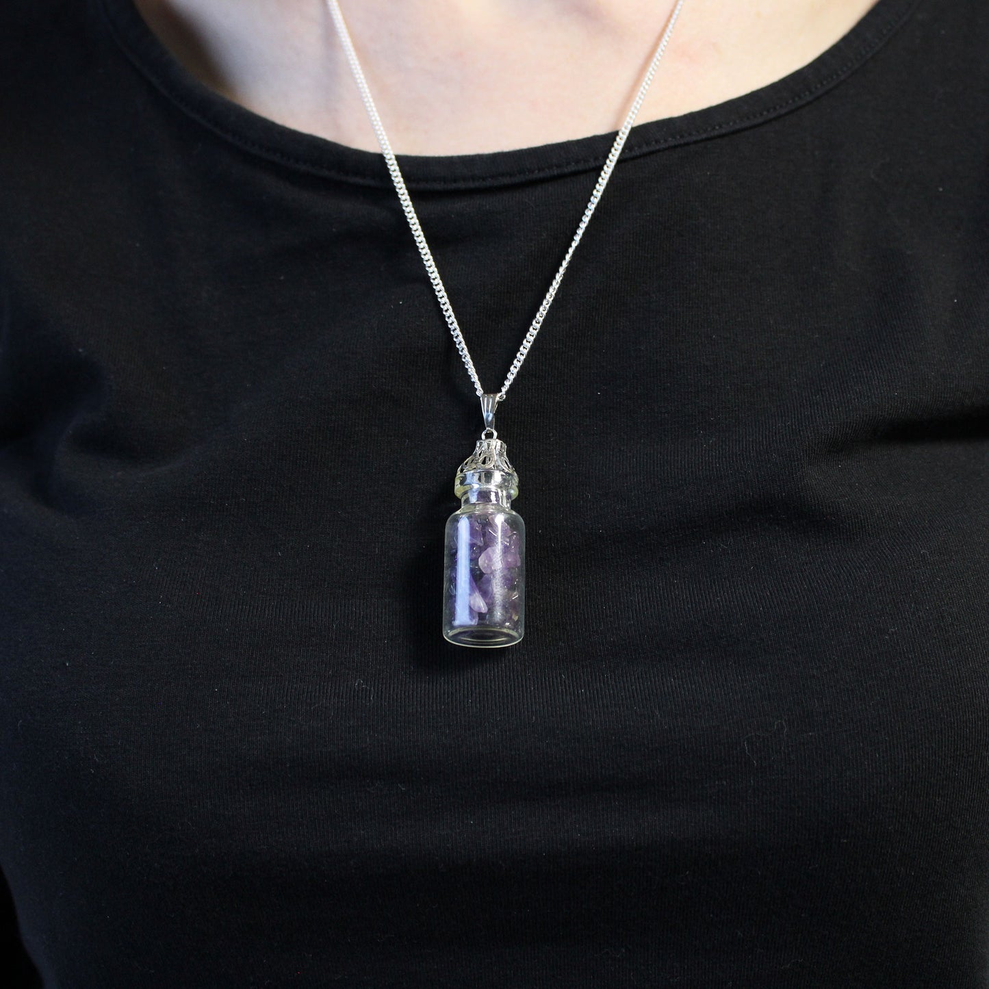 Edelsteinkette in Flaschenform - Amethyst
