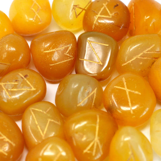 Runenstein-Set im Beutel - Gelber Onyx