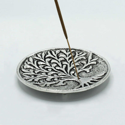 Porte-encens Arbre de vie en aluminium poli 10 cm