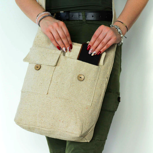 Zwei-Taschen-Tasche Naturtöne - Natur - Groß
