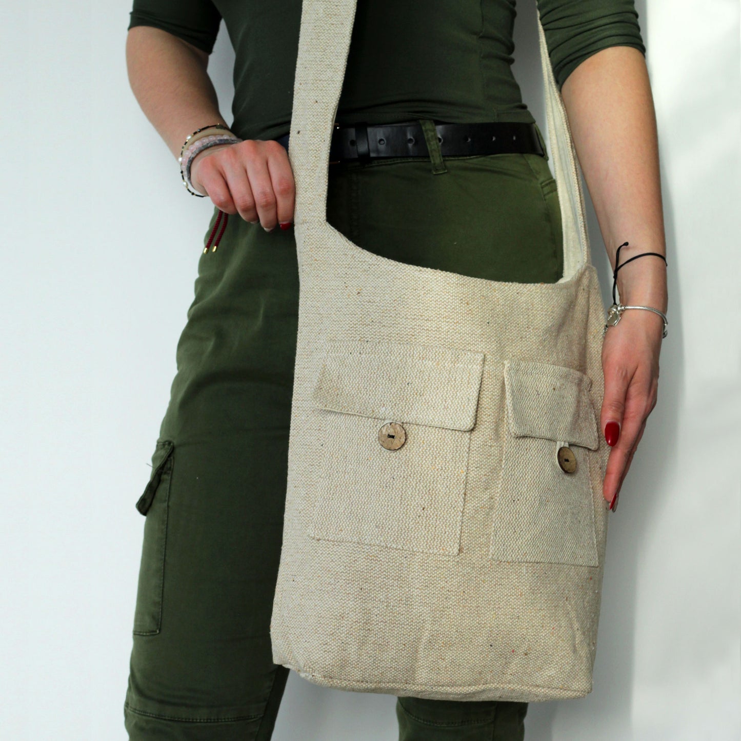 Zwei-Taschen-Tasche Naturtöne - Natur - Groß