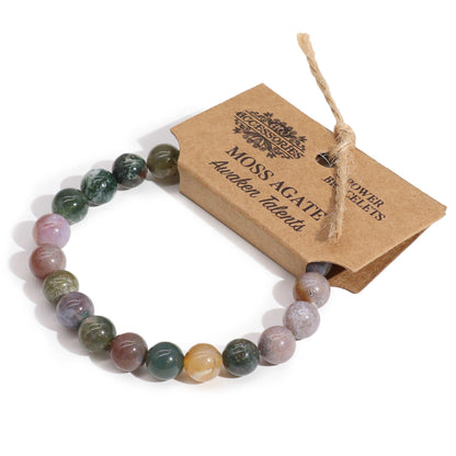 Brazalete de Energía Ágata Musgo 8mm